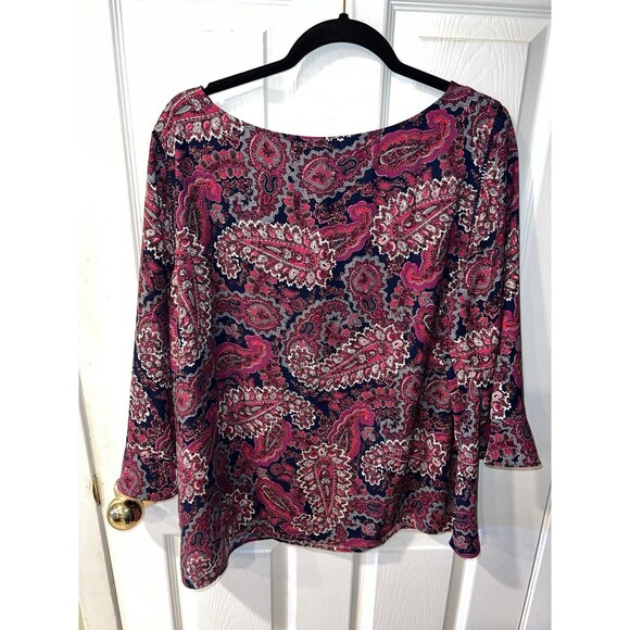 Talbots Woman Popover Blouse Plus Petite Sz 2XP Paisley Peplum boho cottagecore - Picture 6 of 10